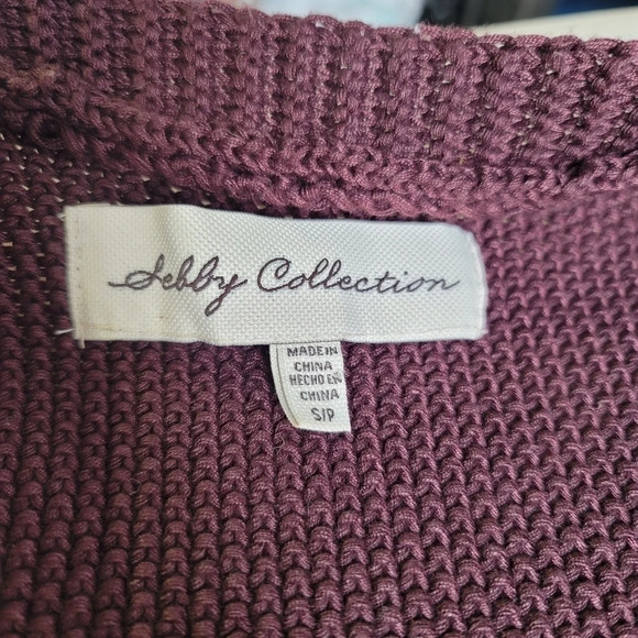 Sebby Collection Vest Faux Fur Front Purple Knit Back with Pockets Hook Small S - Picture 3 of 9